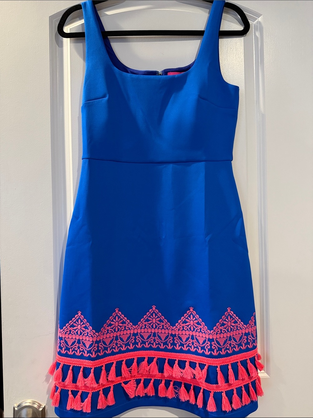 Lilly Pulitzer Bright Cobalt Blue Mini Dress with Pink Tassels